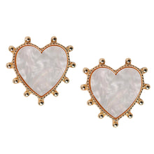 Load image into Gallery viewer, Gold Studded Pink Tortoise Heart Earrings
