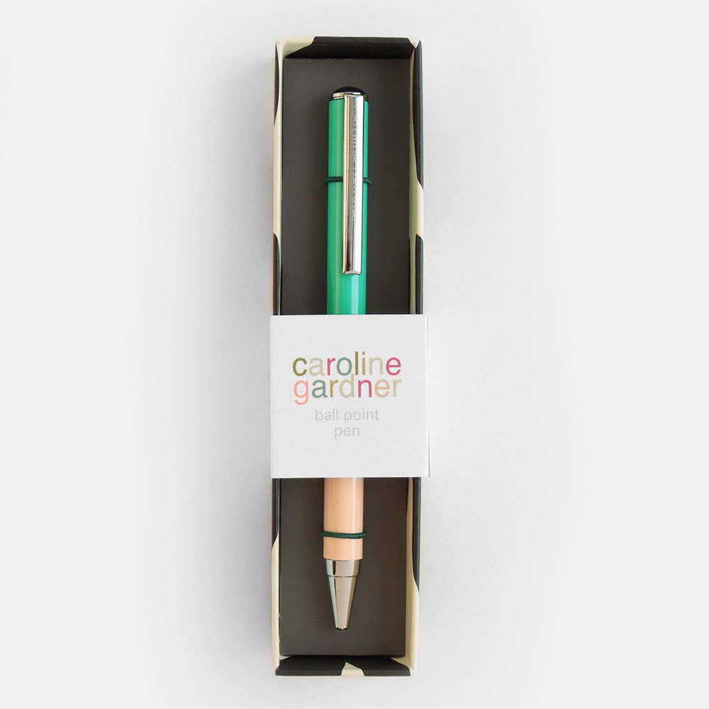 Colourblock Boxed Pen - Jade/Nude