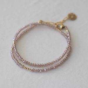 Petite Crystal Double Wrap Bracelet - Champagne