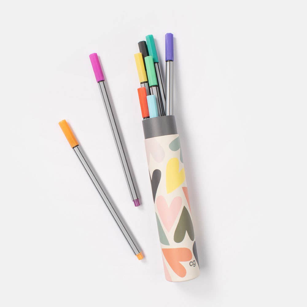 Multi Heart Set of 9 Fineliners