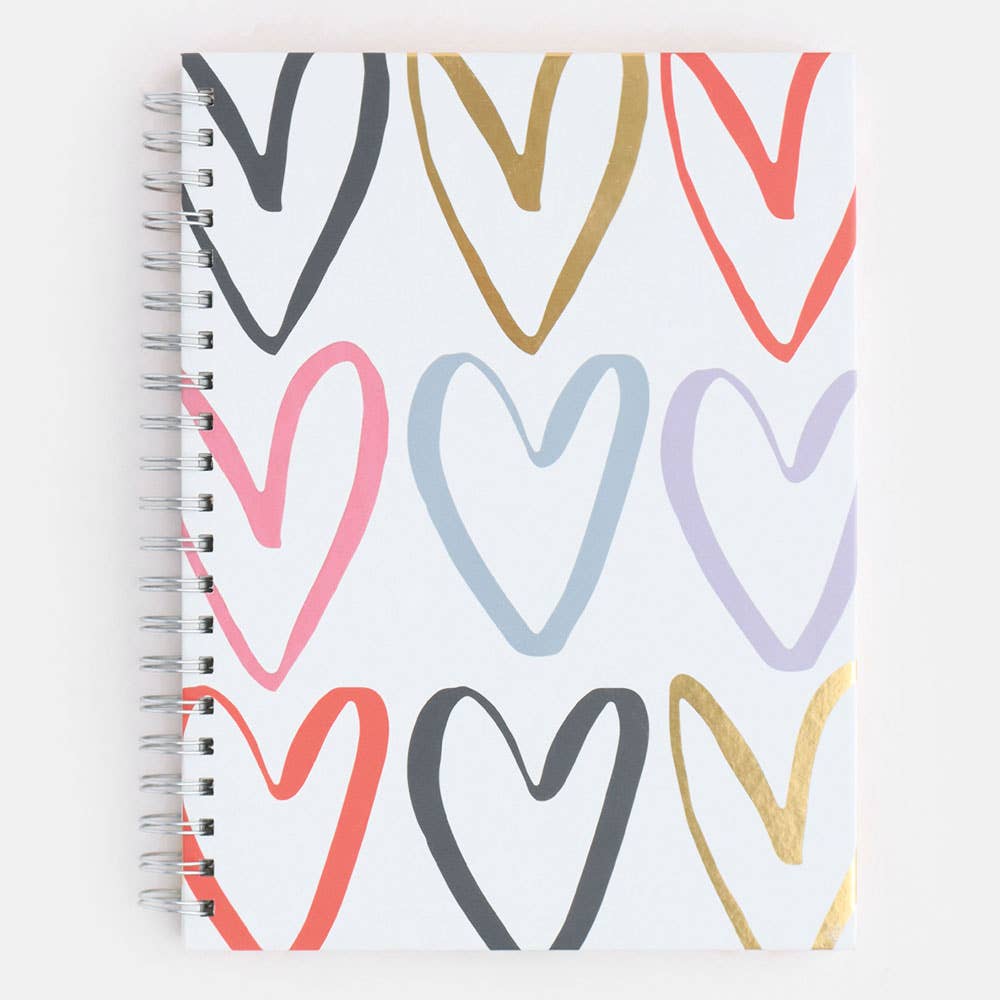 Multi Outline Hearts Spiral Notebook