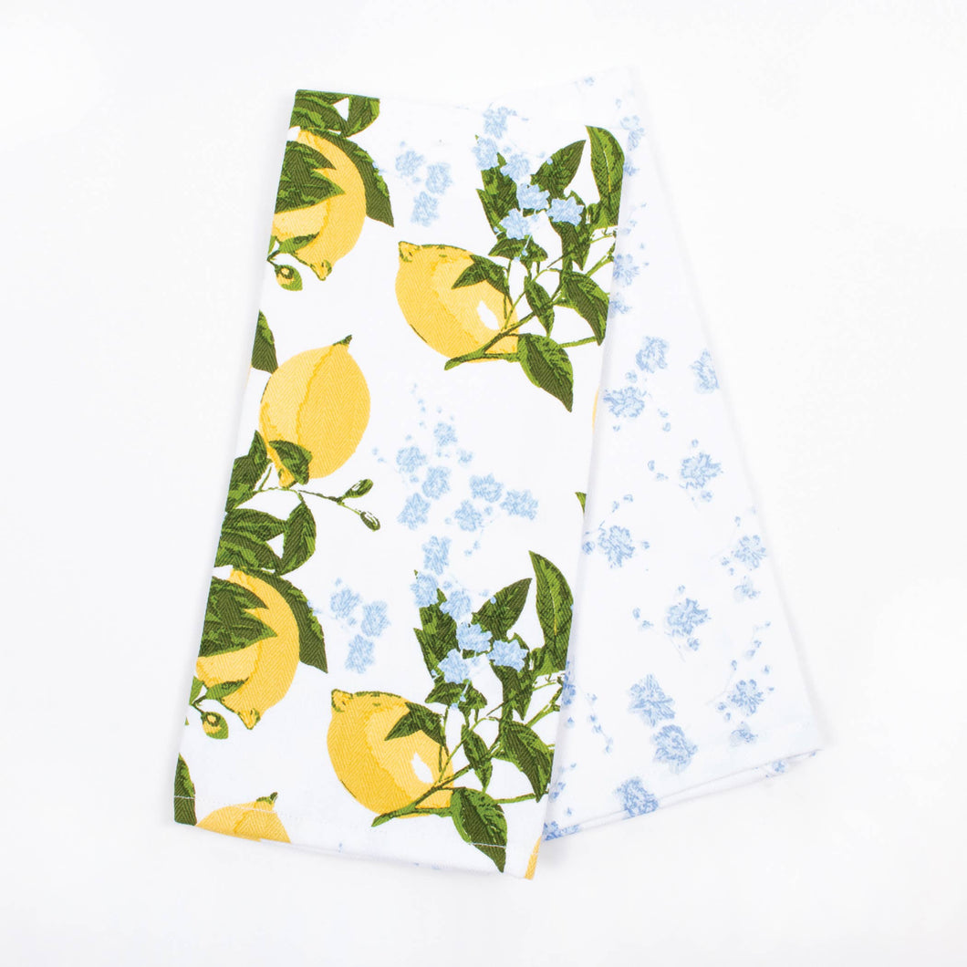 Lemon Floral Printed Kitchen Towel Set