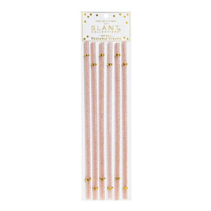 Reusable Glitter Straws - Pink Glitter