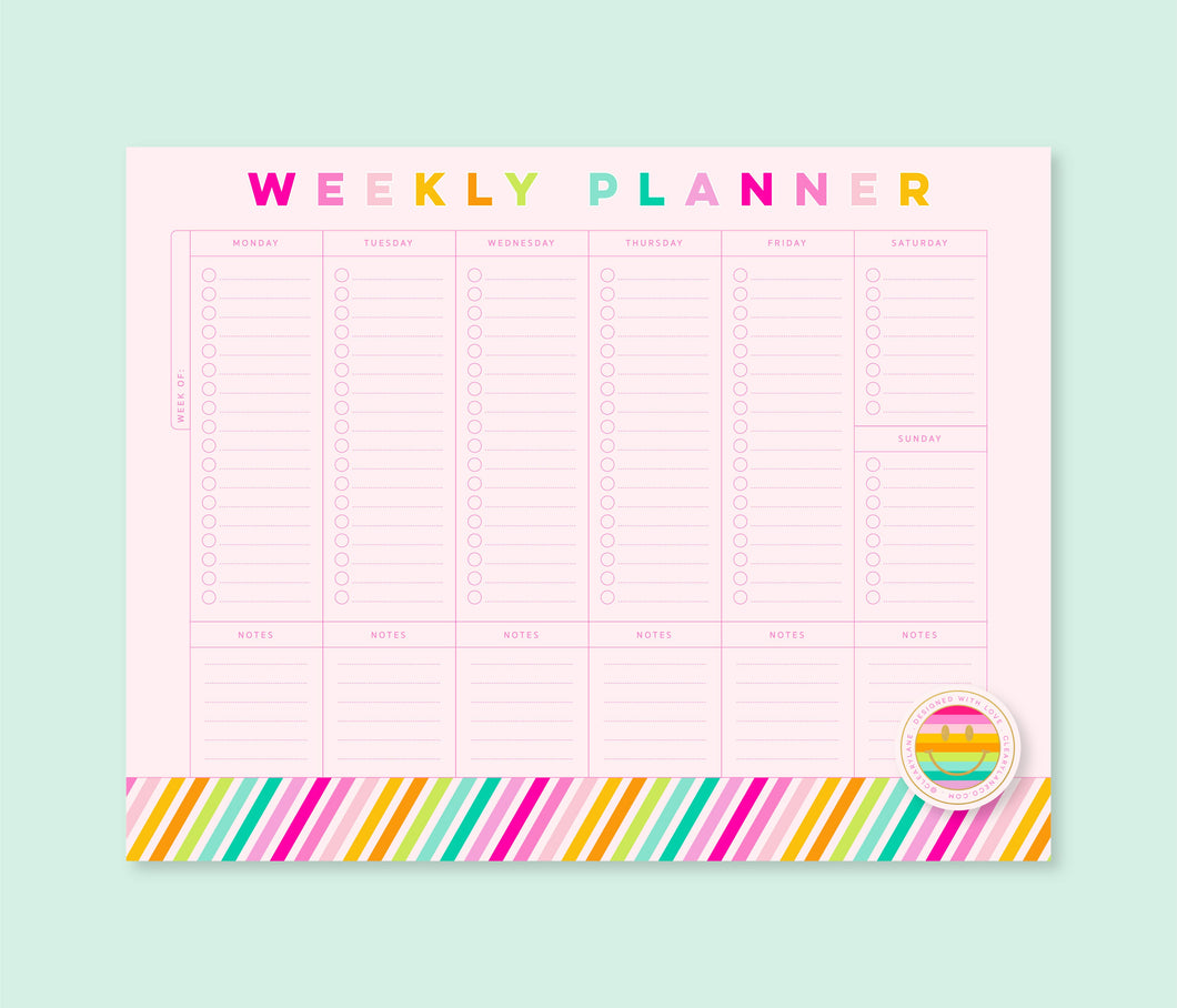 Rainbow Stripes Weekly Planner Notepad