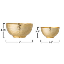 Load image into Gallery viewer, Hammered Metal Bowls, Set of 2
