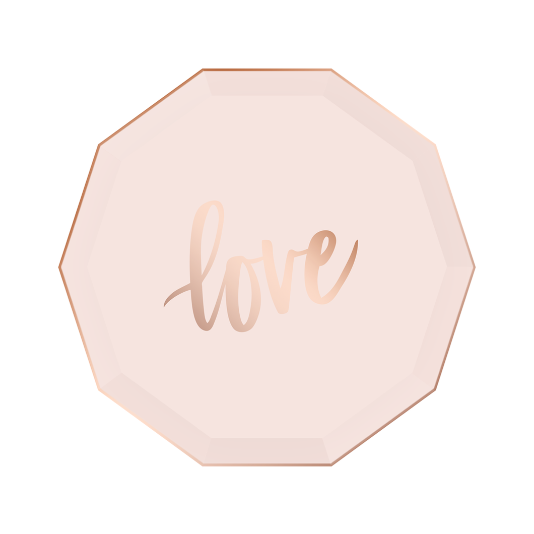 Small Paper Plates - Love & Blush Rose Gold