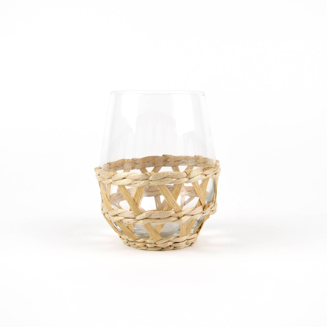 Natural Rattan Stemless Wine Glass