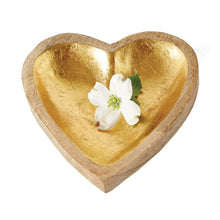 Load image into Gallery viewer, Mango Wood Heart Tray, Gold Leaf
