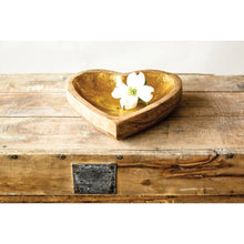 Load image into Gallery viewer, Mango Wood Heart Tray, Gold Leaf
