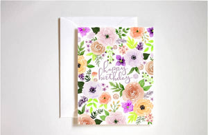 Happy Birthday Vintage Floral Greeting Card