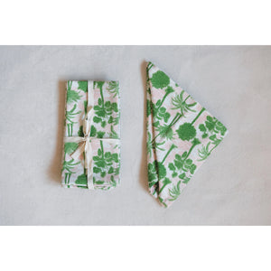 Cotton Printed Napkins with Palm Tree Pattern, Set of 4