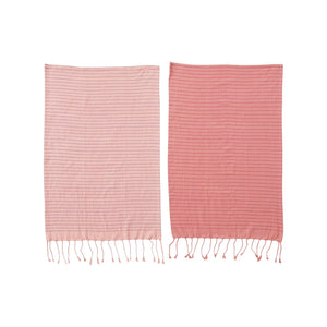 Turkish Cotton Tea Towel with Stripe and Fringe, 2 Colors