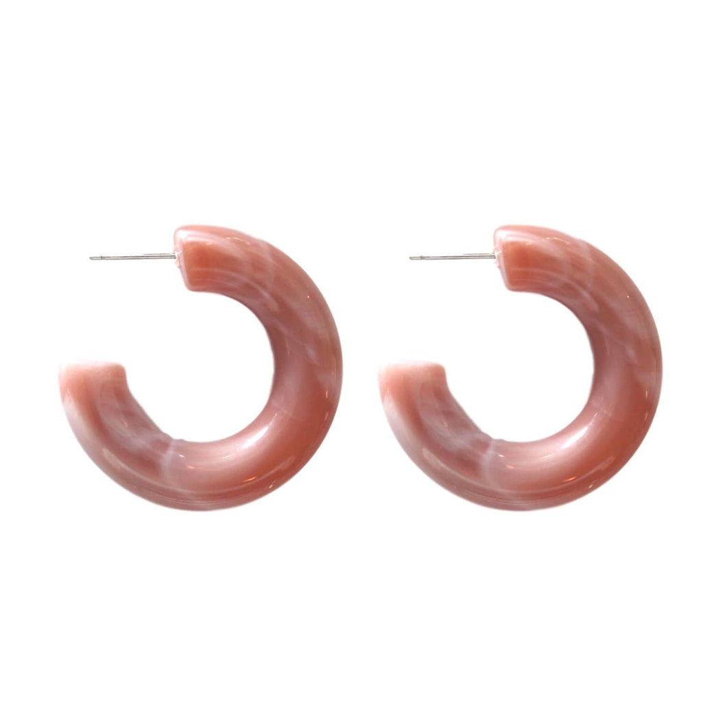 Chunky Lucite Hoops - Dusty Rose