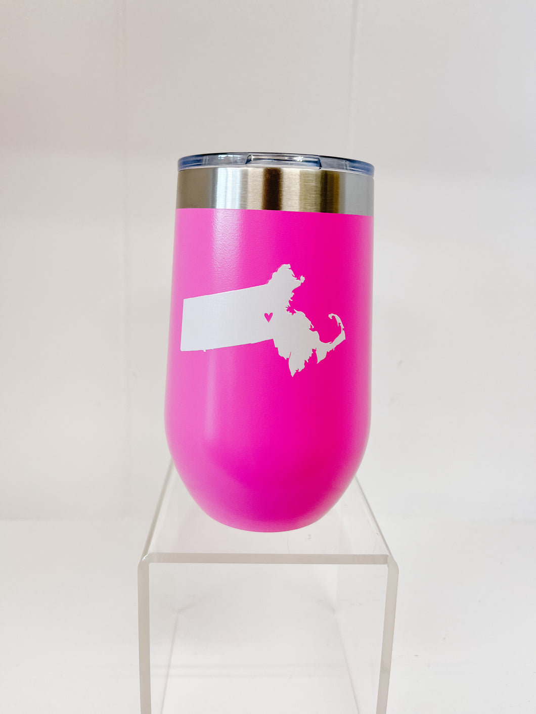 16oz Pink Tumbler, Massachusetts Love