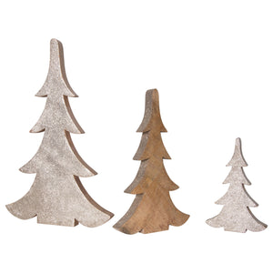 Wood Trees with Glitter, 3 Sizes