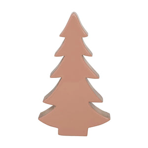 5-1/2"L x 1-1/2"W x 9-1/2"H Enameled Mango Wood Christmas Tree, Blush Color
