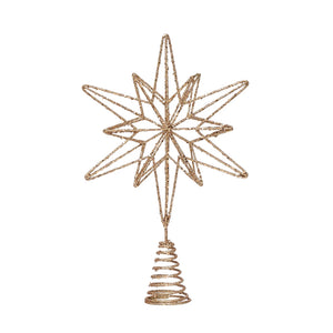 Metal and Mica Star Tree Topper, Champagne Finish